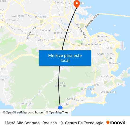 Metrô São Conrado | Rocinha to Centro De Tecnologia map