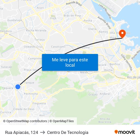 Rua Apiacás, 124 to Centro De Tecnologia map
