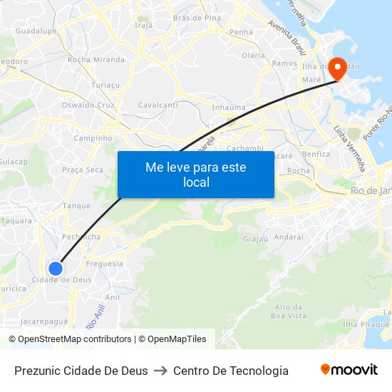 Prezunic Cidade De Deus to Centro De Tecnologia map