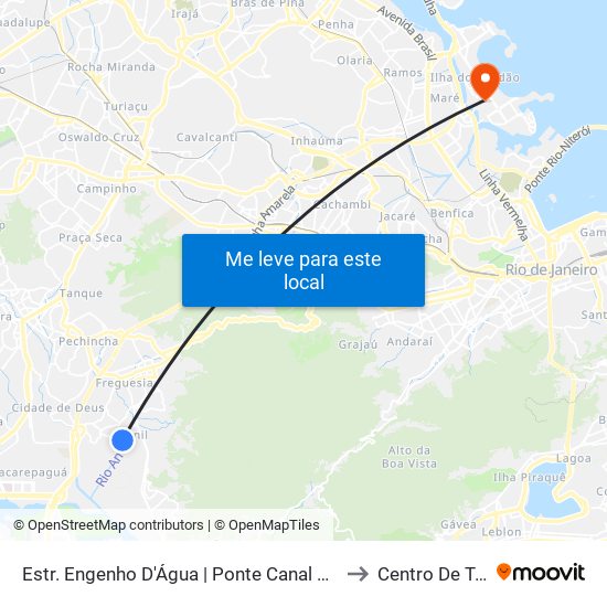 Estr. Engenho D'Água | Ponte Canal Do Anil | Dez Jacarepaguá to Centro De Tecnologia map