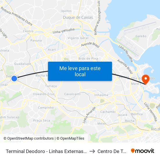Terminal Deodoro - Linhas Externas (Sentido Vila Militar) to Centro De Tecnologia map