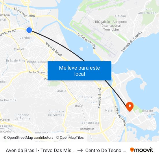 Avenida Brasil - Trevo Das Missões to Centro De Tecnologia map