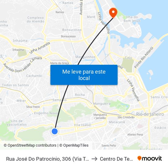 Rua José Do Patrocínio, 306 (Via Teodoro Da Silva) to Centro De Tecnologia map