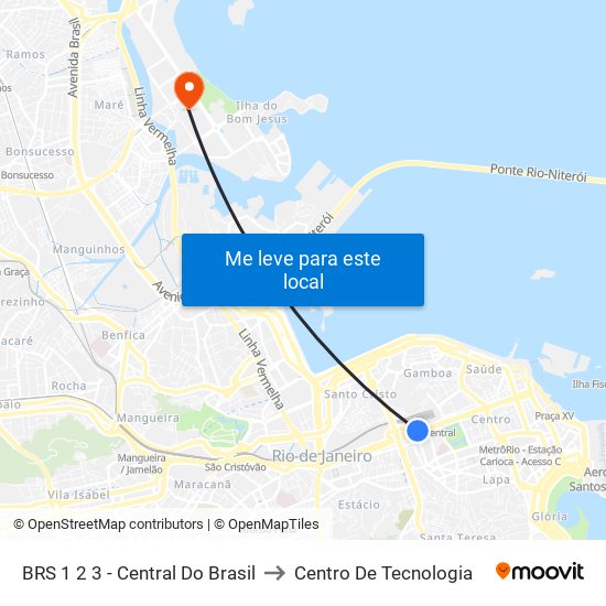 BRS 1 2 3 - Central Do Brasil to Centro De Tecnologia map