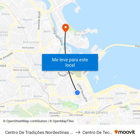 Centro De Tradições Nordestinas - Entrada Norte to Centro De Tecnologia map