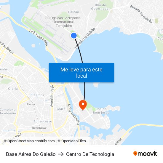 Base Aérea Do Galeão to Centro De Tecnologia map