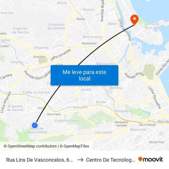 Rua Lins De Vasconcelos, 651 to Centro De Tecnologia map