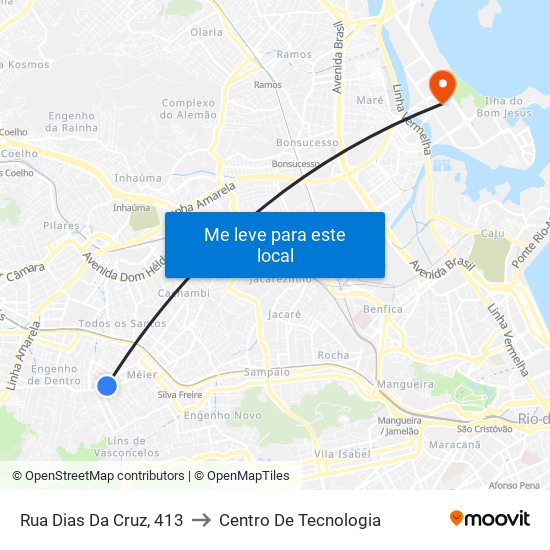 Rua Dias Da Cruz, 413 to Centro De Tecnologia map