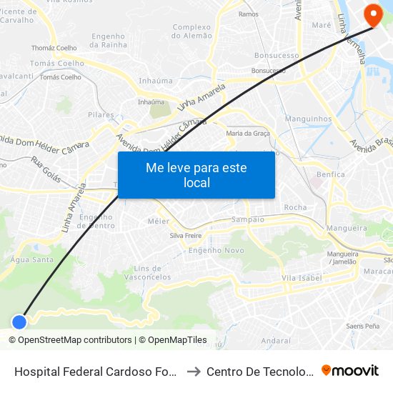 Hospital Federal Cardoso Fontes to Centro De Tecnologia map