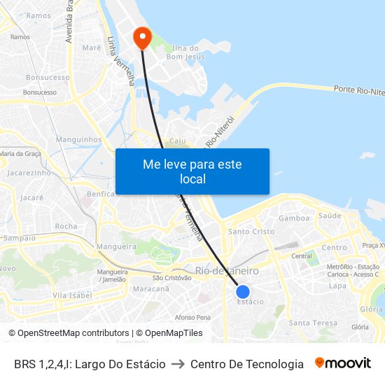 BRS 1,2,4,I: Largo Do Estácio to Centro De Tecnologia map