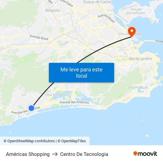 Américas Shopping to Centro De Tecnologia map
