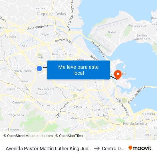 Avenida Pastor Martin Luther King Junior | Metrô Irajá (Sentido Del Castilho) to Centro De Tecnologia map