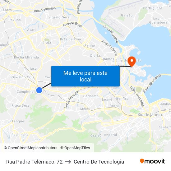 Rua Padre Telêmaco, 72 to Centro De Tecnologia map