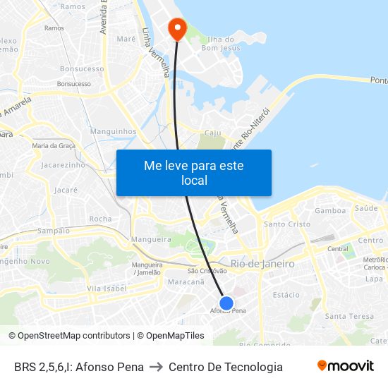 BRS 2,5,6,I: Afonso Pena to Centro De Tecnologia map