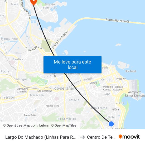 Largo Do Machado (Linhas Para Rua Das Laranjeiras) to Centro De Tecnologia map
