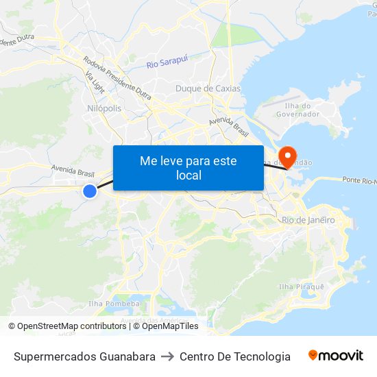 Supermercados Guanabara to Centro De Tecnologia map