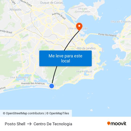 Posto Shell to Centro De Tecnologia map