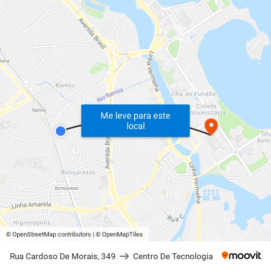 Rua Cardoso De Morais, 349 to Centro De Tecnologia map