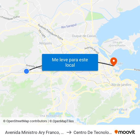 Avenida Ministro Ary Franco, 227 to Centro De Tecnologia map