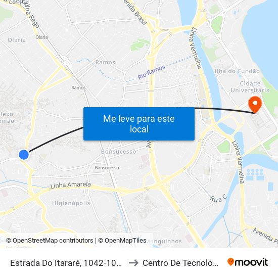 Estrada Do Itararé, 1042-1078 to Centro De Tecnologia map