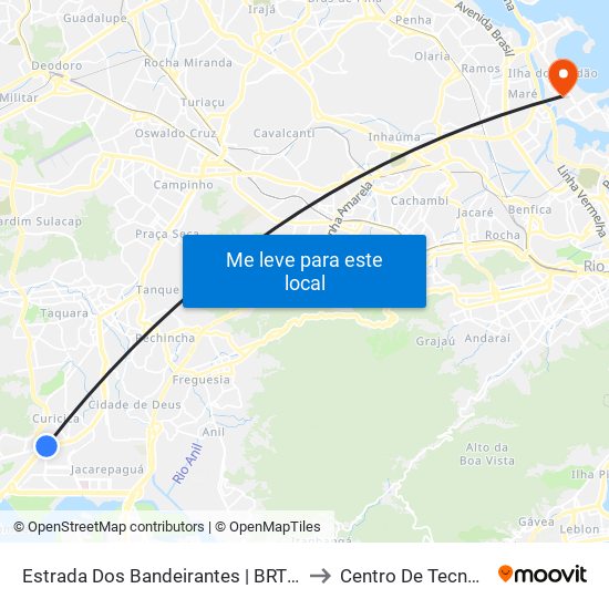 Estrada Dos Bandeirantes | BRT Curicica to Centro De Tecnologia map