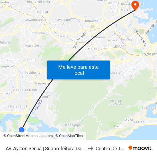 Av. Ayrton Senna | Subprefeitura Da Barra E Jacarepaguá to Centro De Tecnologia map