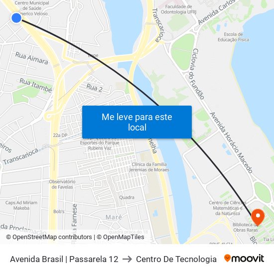 Avenida Brasil | Passarela 12 to Centro De Tecnologia map