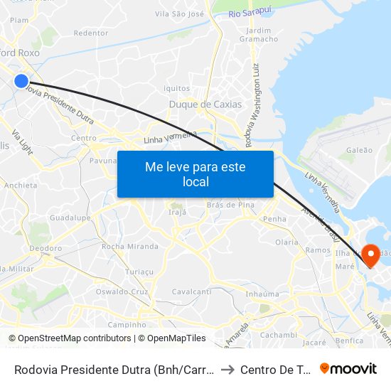 Rodovia Presidente Dutra (Bnh/Carrefour De Belford Roxo) to Centro De Tecnologia map