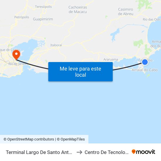 Terminal Largo De Santo Antônio to Centro De Tecnologia map