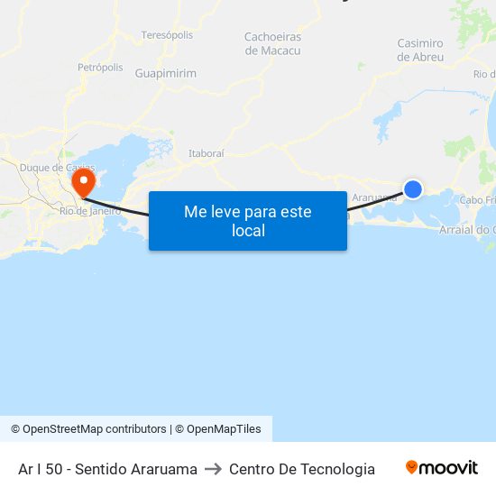 Ar I 50 - Sentido Araruama to Centro De Tecnologia map