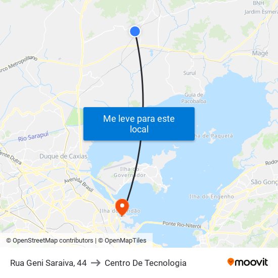 Rua Geni Saraiva, 44 to Centro De Tecnologia map