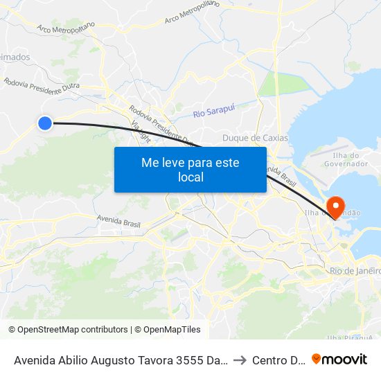Avenida Abilio Augusto Tavora 3555 Danon Nova Iguaçu - Rio De Janeiro 26270 Brasil to Centro De Tecnologia map