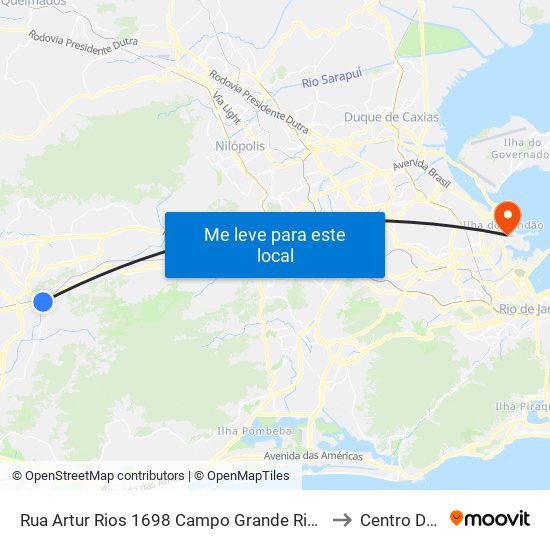 Rua Artur Rios 1698 Campo Grande Rio De Janeiro - Rio De Janeiro 23013 Brasil to Centro De Tecnologia map