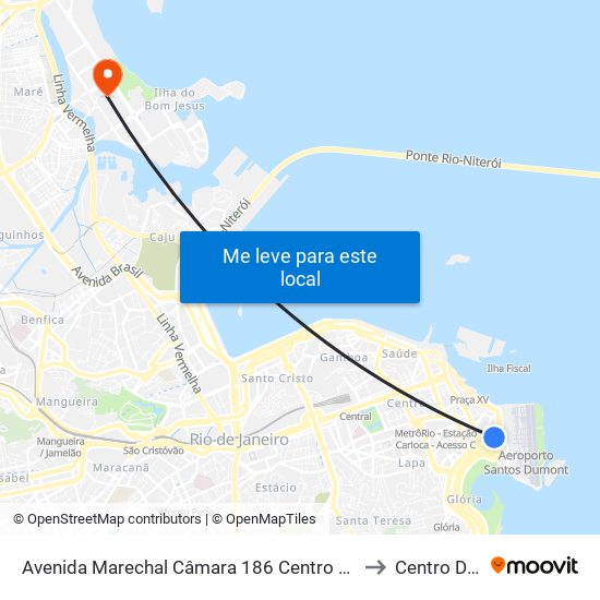 Avenida Marechal Câmara 186 Centro Rio De Janeiro - Rio De Janeiro 20020 Brasil to Centro De Tecnologia map