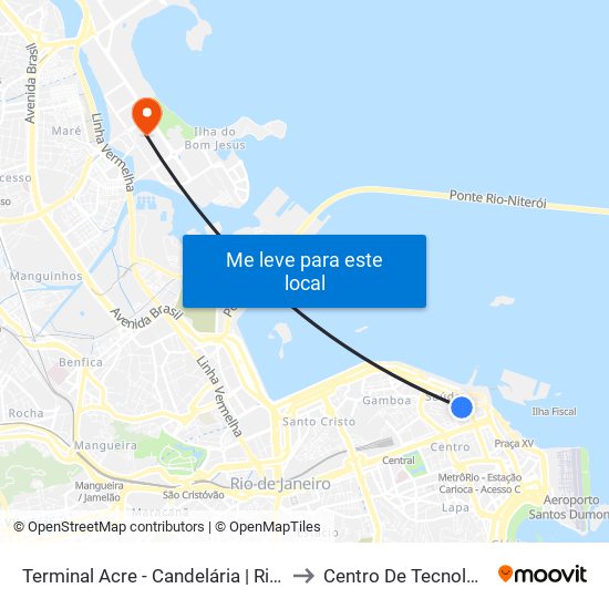 Terminal Acre - Candelária | Rio Ita to Centro De Tecnologia map