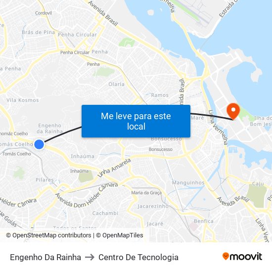 Engenho Da Rainha to Centro De Tecnologia map