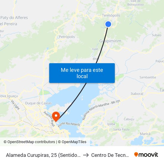 Alameda Curupiras, 25 (Sentido Centro) to Centro De Tecnologia map