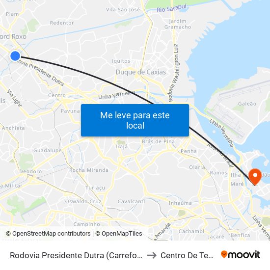 Rodovia Presidente Dutra (Carrefour Belford Roxo) to Centro De Tecnologia map