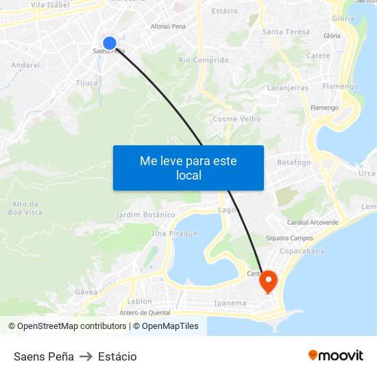 Saens Peña to Estácio map