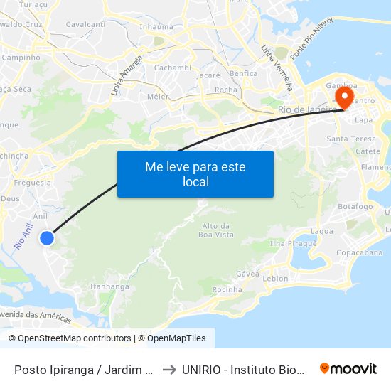 Posto Ipiranga / Jardim Clarice to UNIRIO - Instituto Biomédico map