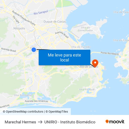 Marechal Hermes to UNIRIO - Instituto Biomédico map