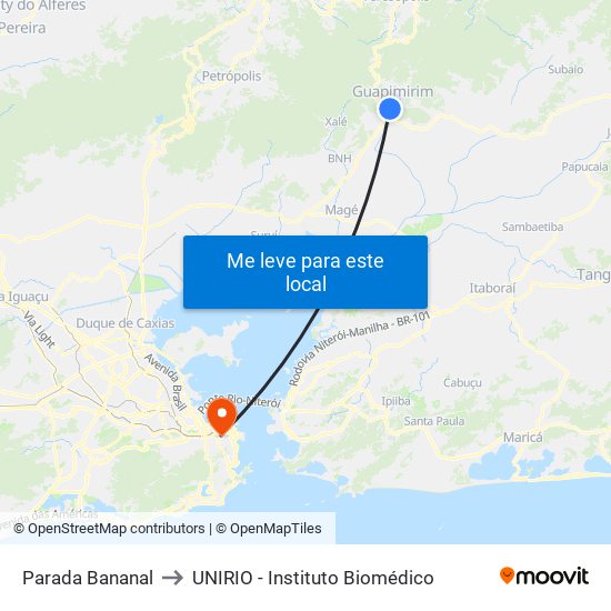 Parada Bananal to UNIRIO - Instituto Biomédico map