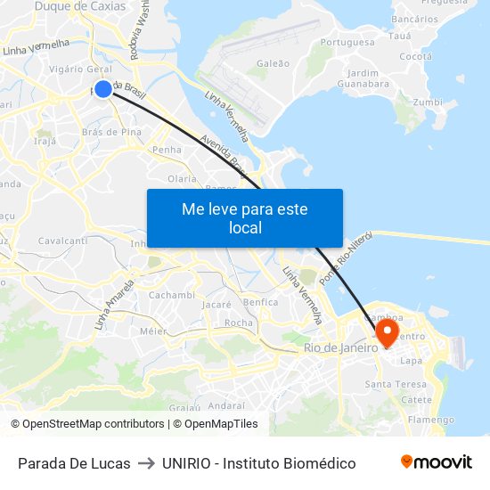 Parada De Lucas to UNIRIO - Instituto Biomédico map
