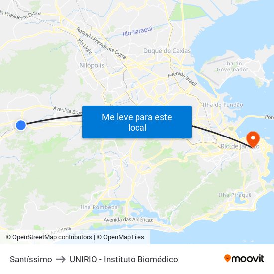 Santíssimo to UNIRIO - Instituto Biomédico map