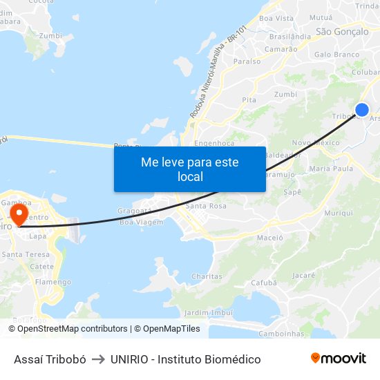 Assaí Tribobó to UNIRIO - Instituto Biomédico map