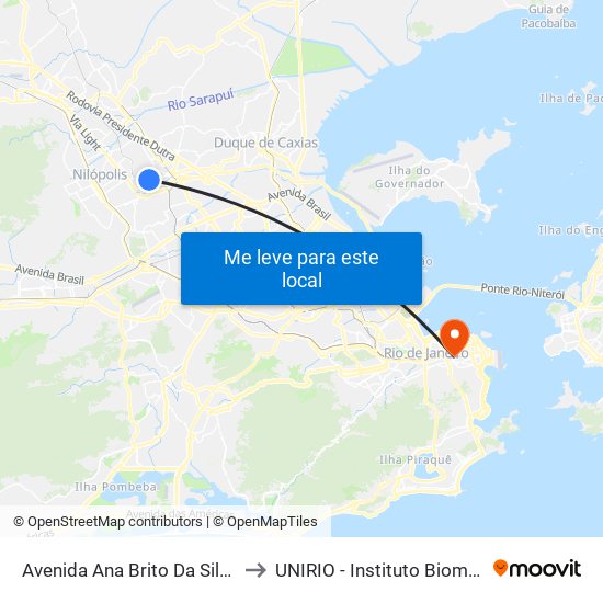 Avenida Ana Brito Da Silva, 92 to UNIRIO - Instituto Biomédico map