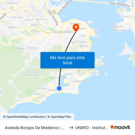 Avenida Borges De Medeiros | Cruzada São Sebastião to UNIRIO - Instituto Biomédico map
