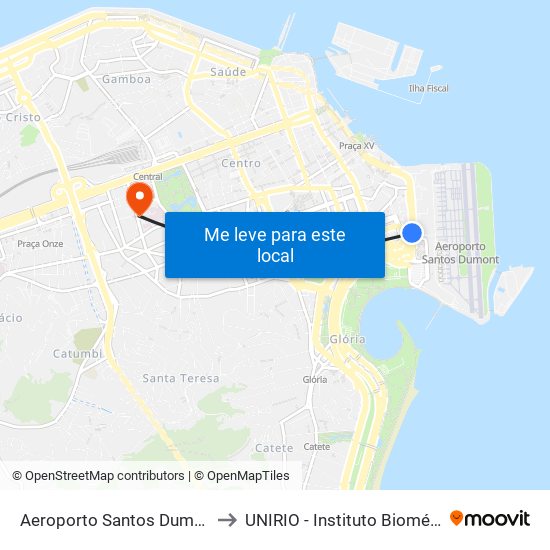 Aeroporto Santos Dumont ✈ to UNIRIO - Instituto Biomédico map