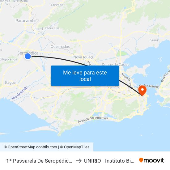 1ª Passarela De Seropédica (Rua 11) to UNIRIO - Instituto Biomédico map