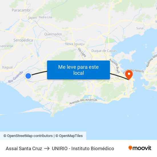 Assaí Santa Cruz to UNIRIO - Instituto Biomédico map